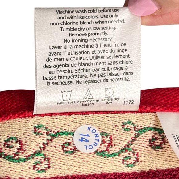 NOS Christmas Wreath Jacquard Bath Towels Set Of 2 Red Holiday Franco Mfg Turkey - Picture 12 of 13